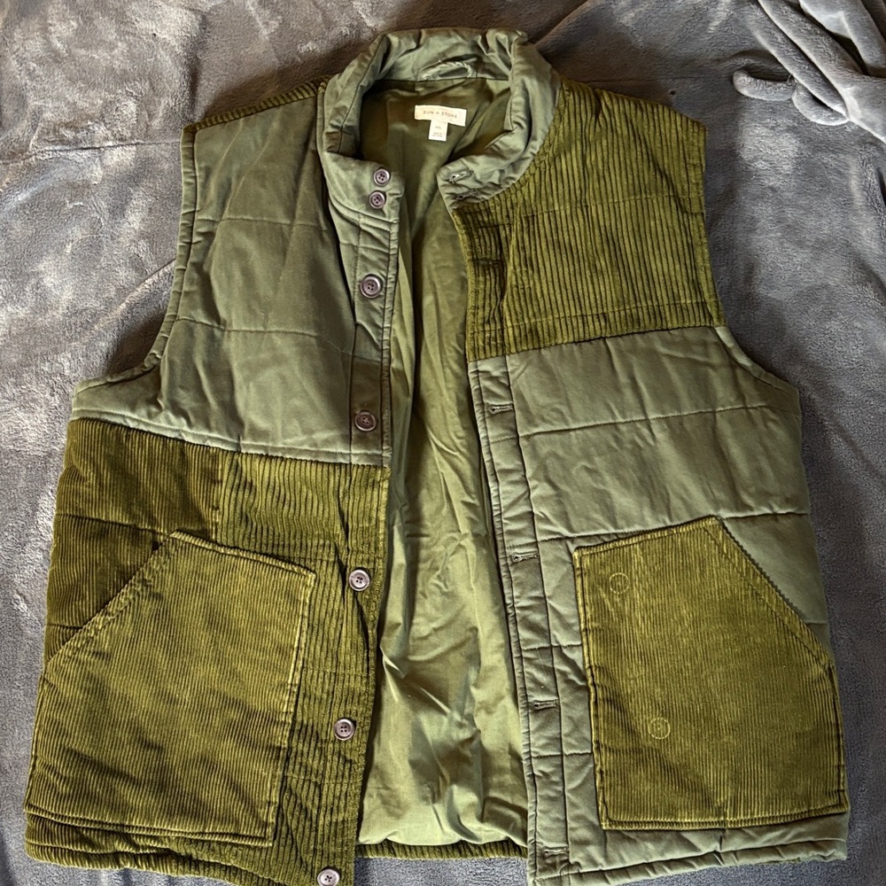 Sun + Stone Olive Green Vest
